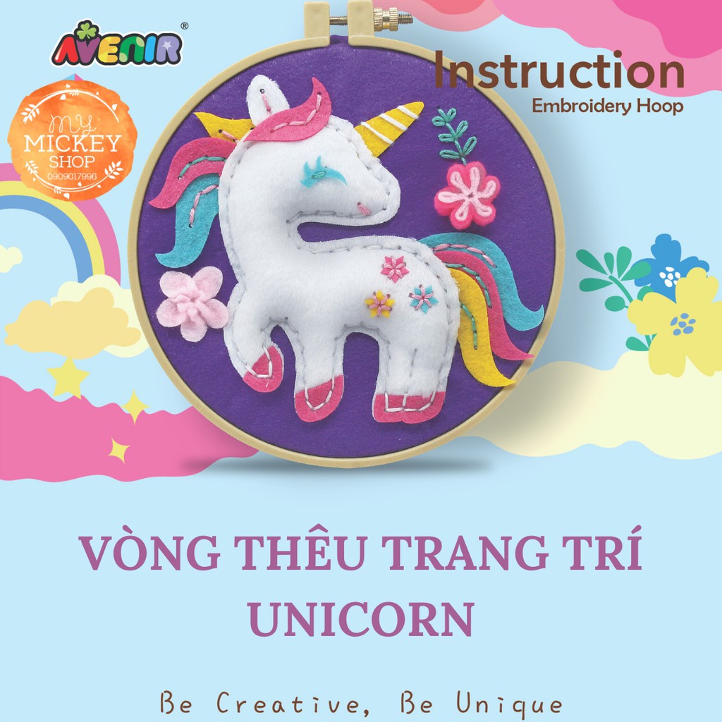 Đồ chơi làm khung vòng thêu trang trí thú bông handmade thủ công cho bé từ 5 6 7 tuổi chính hãng Avenir My Mickey Shop