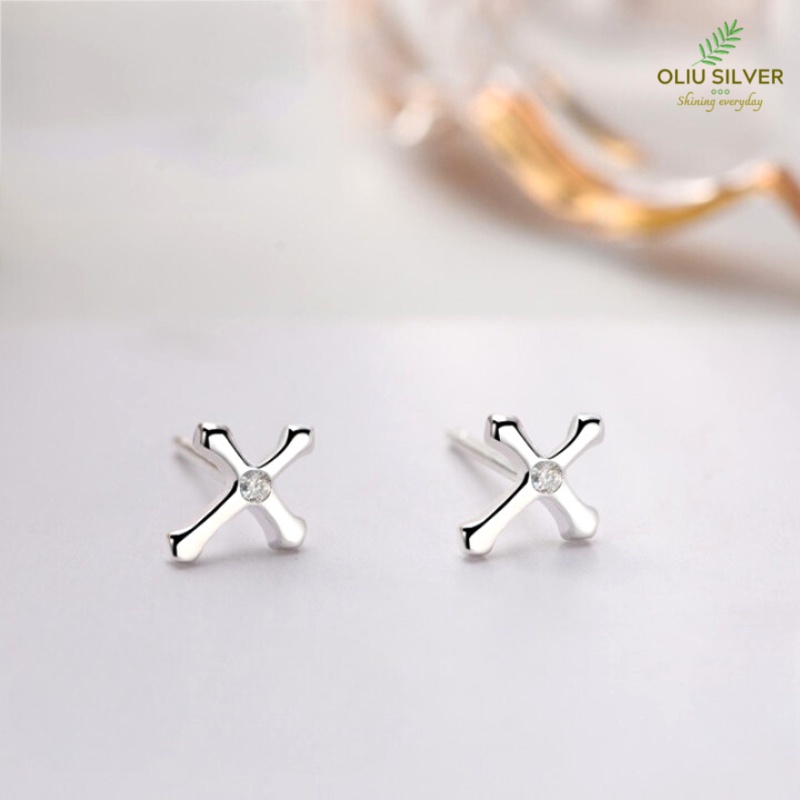 Bông Tai Bạc S925 Chữ Thập Thánh Giá Faith Trẻ Trung Cá Tính | Khuyên Tai Nữ Trang Sức Bạc Thời Trang