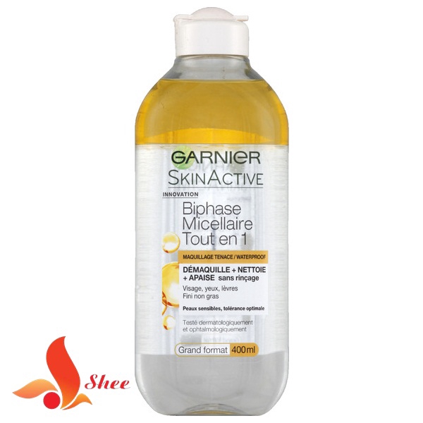 Nước Tẩy Trang Garnier Skin Active Biphase Micellaire 400ml Trắng Vàng