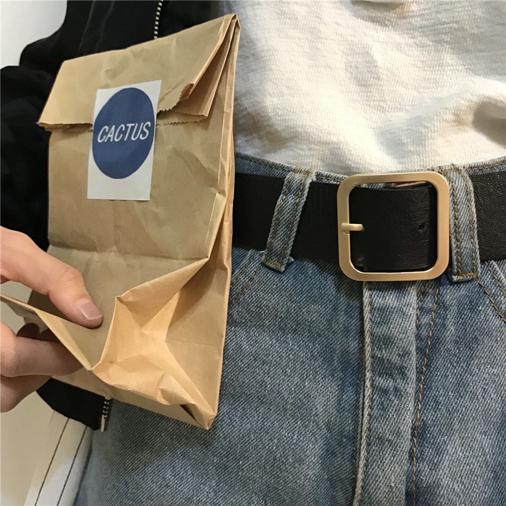 Dây da đen thiết kế đơn giản phong cách Hàn Quốc thời trang cho nam và nữ