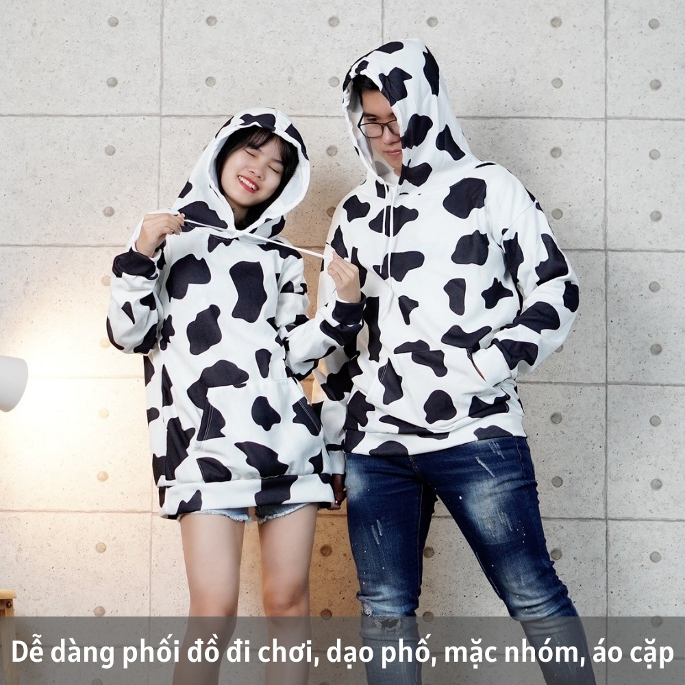 Áo hoodie bò sữa ❤️ Áo khoác nỉ cotton trần bông 2 lớp form siêu rộng Unisex nam nữ KC07