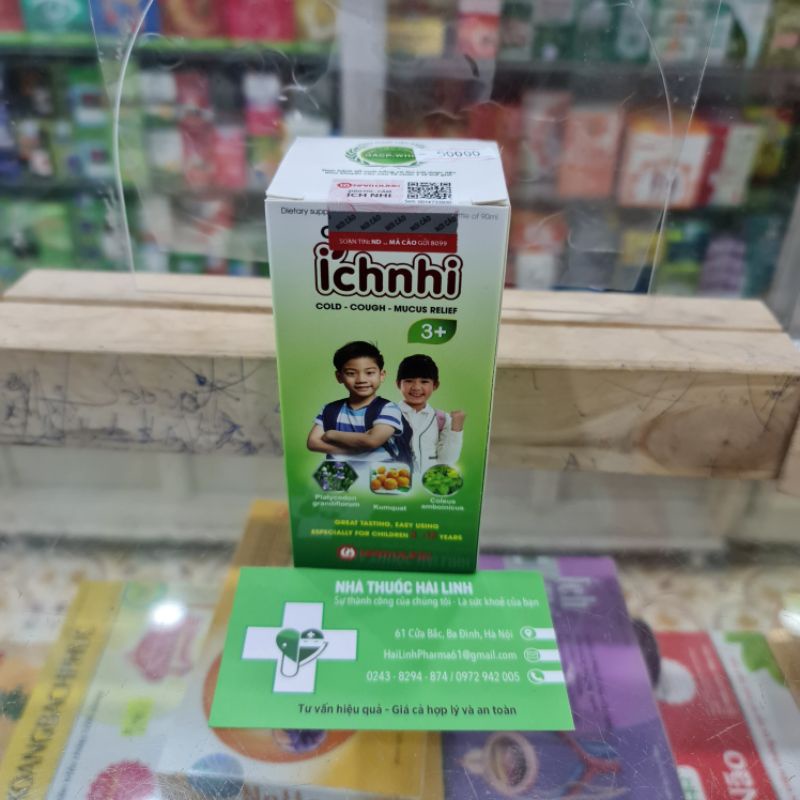 Siro ho cảm Ích Nhi 3+ cho bé trên 3 tuổi ⚡ Tặng quà ⚡ Chai 90ml Hỗ trợ giảm ho, sổ mũi, phòng cảm lạnh