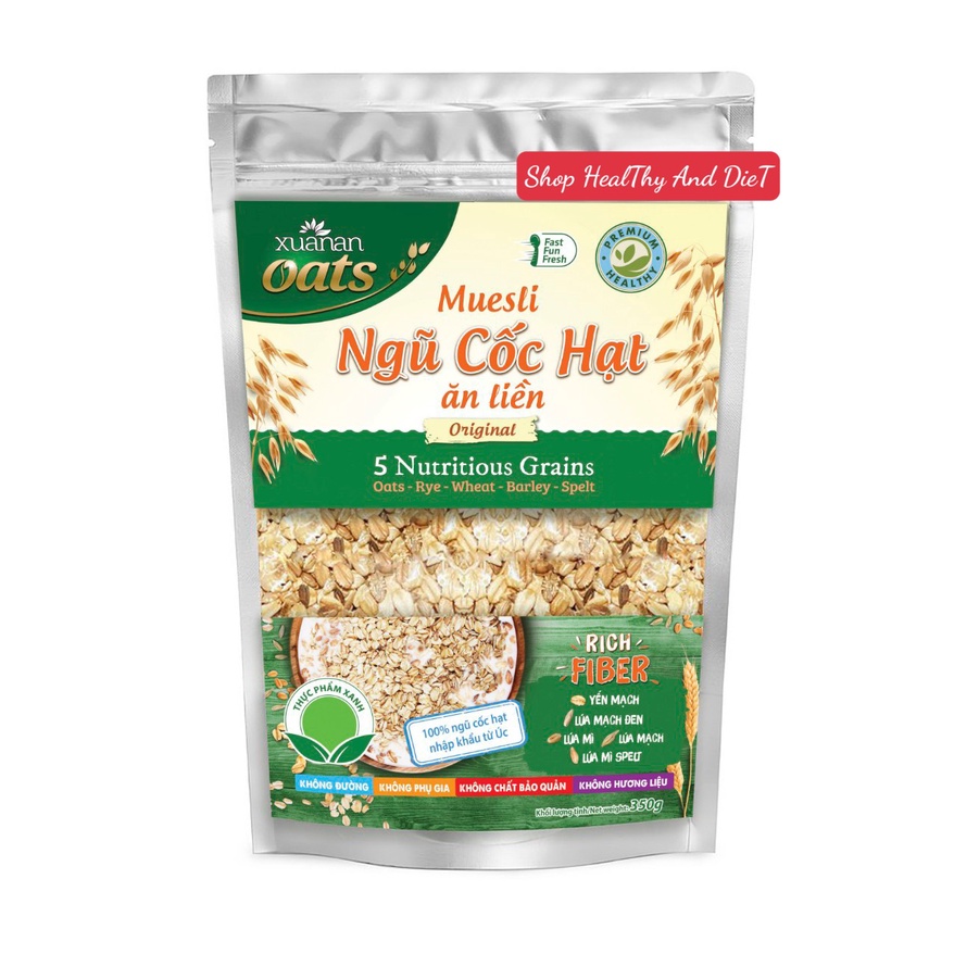 Muesli Ngũ Cốc Hạt Ăn Liền Original Xuân An 350gr - Tặng 1 Nho Khô Đen 120gr