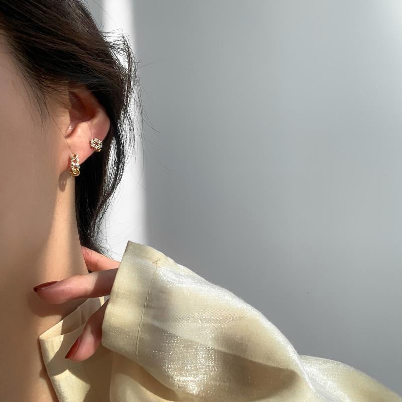 We Flower Khuyên tai mạ vàng 14K dạng mắt xích hợp thời trang cho nữ