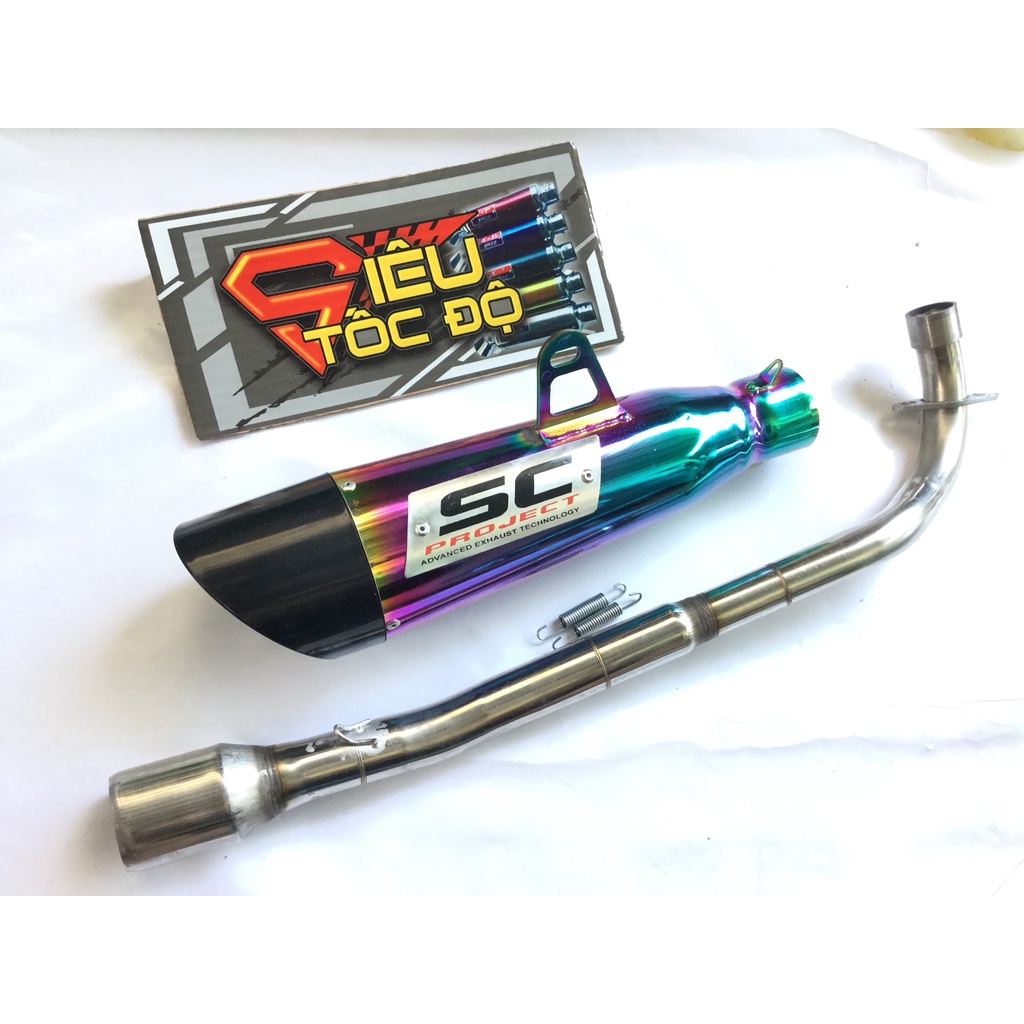 Bộ pô sc xéo 7 MÀU FULL CỔ INOX THẲNG WAVE, SI, CUP, DREAM, EXCITER, WINER, SONIC, RAIDER FI, SATRIA, GSX