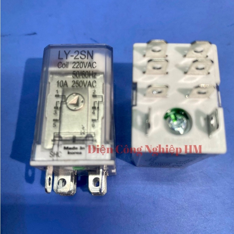 Relay Rơ le trung gian SUNGHO LY-2SN - Chính Hãng, 8 chân dẹt ngang to, có đèn