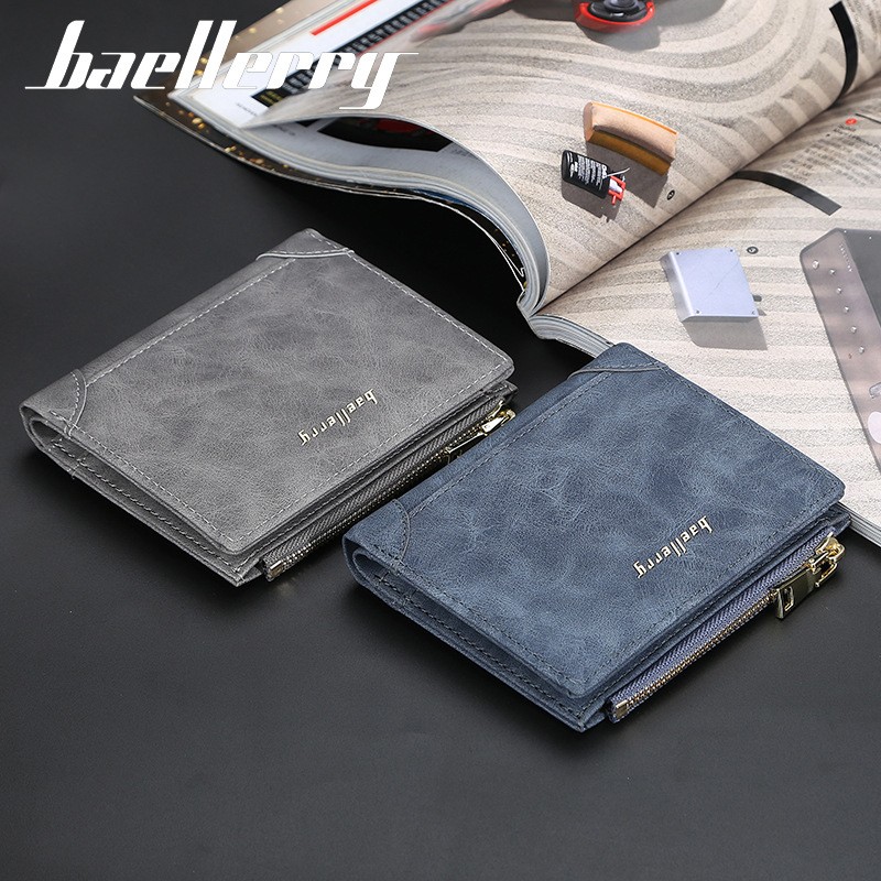 「COD」Baellerry Wallet Men's Short Korean Version Large Capacity Multi-card Zipper Coin Purse