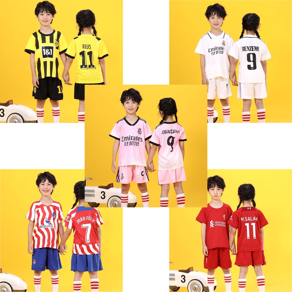 Bộ Quần Áo Bóng Đá 22 23 New Season R-Madrid Benzema Reus Salah Jersey Cho Bé Trai Và Bé Gái
