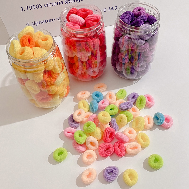 Set 100 Dây Chun Buộc Tóc Nhiều Màu Sắc Dễ Thương Cho Bé Gái