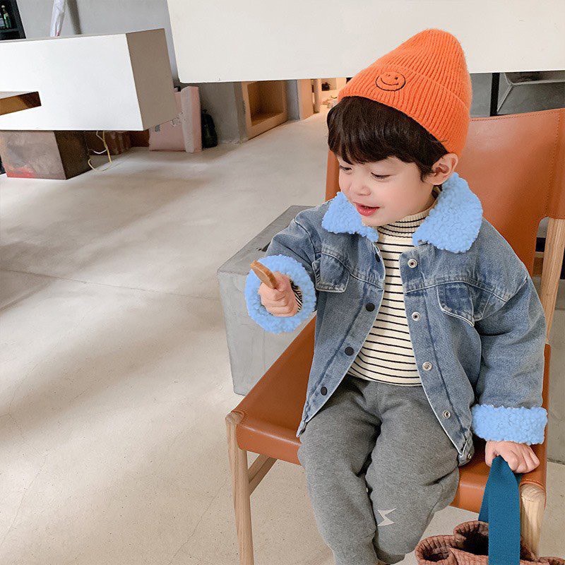 ÁO KHOÁC JEANS XANH CỔ LÔNG XANH CHO BÉ HÀNG ĐẸP BÁN SHOP