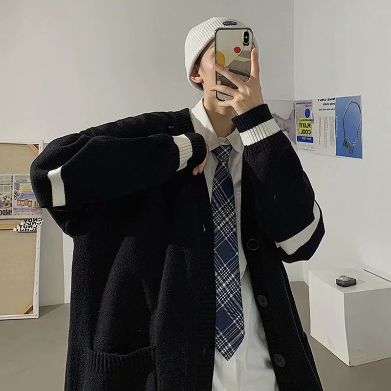Áo cardigan nam form rộng, áo khoác nam mặc ngoài phối kẻ thời trang Unisex ulzzang