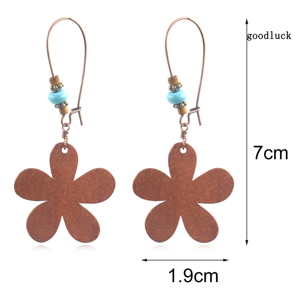 1 Đôi Bông Tai Hình Giọt Nước Bằng Gỗ Phong Cách Bohemian Thời Trang