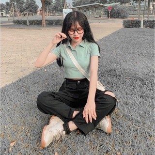 Áo Croptop cổ bẻ siêu xinh