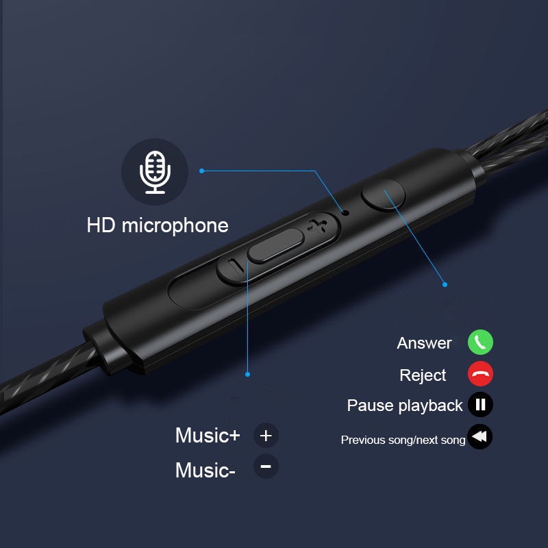 Tai Nghe Nhét Tai Jack 3.5Mm Chống Ồn Bass Trầm Có Micro Chuyên Dụng Cho Android IOS
