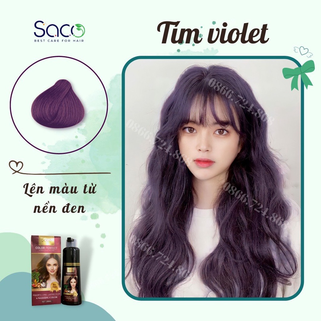 Dầu gội nhuộm tóc thảo dược Saco, dầu gội phủ bạc siêu dưỡng không gây hư tổn cho tóc