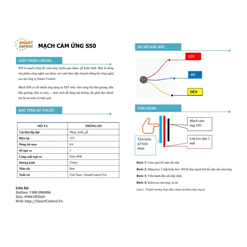 Mạch cảm ứng xuyên nhựa gỗ kính - freeship - độ nhạy cao - chống nhiễu tốt - SmartControl.Vn - 1900886806 - zl0906189269