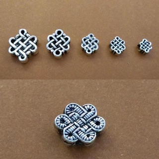 Charm bạc S925 hình nút thắt kết đồng tâm xỏ ngang