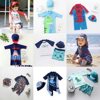 2-10t- bộ bơi bé trai và bé gái kèm mũ