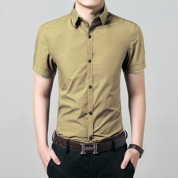 Áo Sơ Mi Cotton Co Giãn Hàng Nhập Khẩu Eid Teen (corta khakis OT) khak LN491