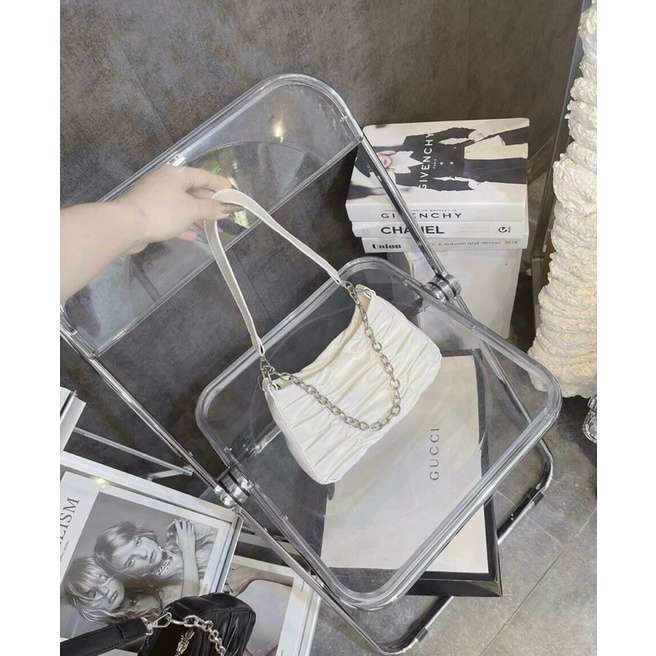 Túi kẹp nách đeo vai, túi đeo chéo nữ phối xích  đẹp da gấp đi chơi phong cách hàn quốc