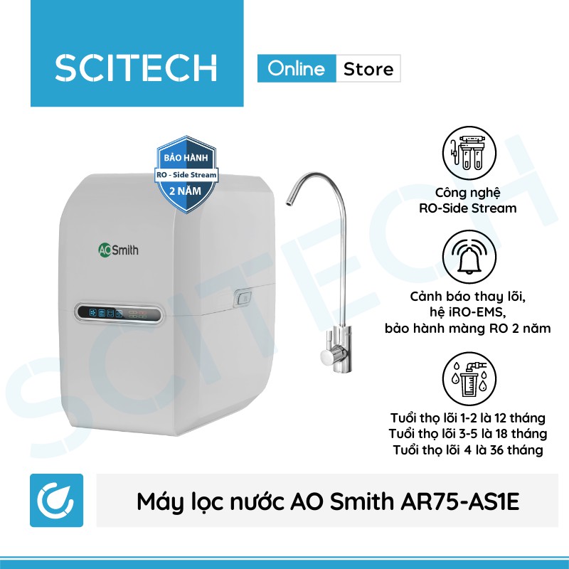 Máy lọc nước AO Smith AR75-AS1E - Máy lọc nước AO Smith AR75-AS2 (Vòi điện tử)