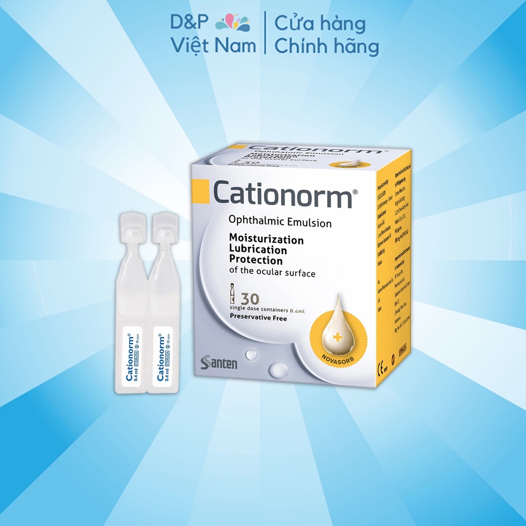 Cationorm Nhũ tương nhỏ mắt , dưỡng ẩm và bôi trơn cho mắt ( Hộp 30 ống )