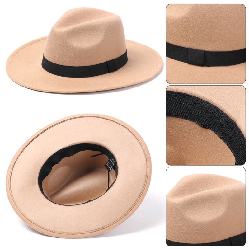 Nón mũ cao bồi nam nữ phong cách mỹ fedora chất liệu nỉ dạ