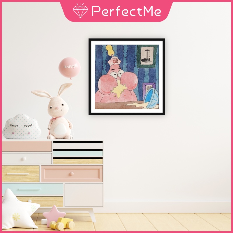 Bộ Tranh Đính Đá 5D Tự Làm Hình Spongebob 30x30cm Trang Trí Nhà Cửa