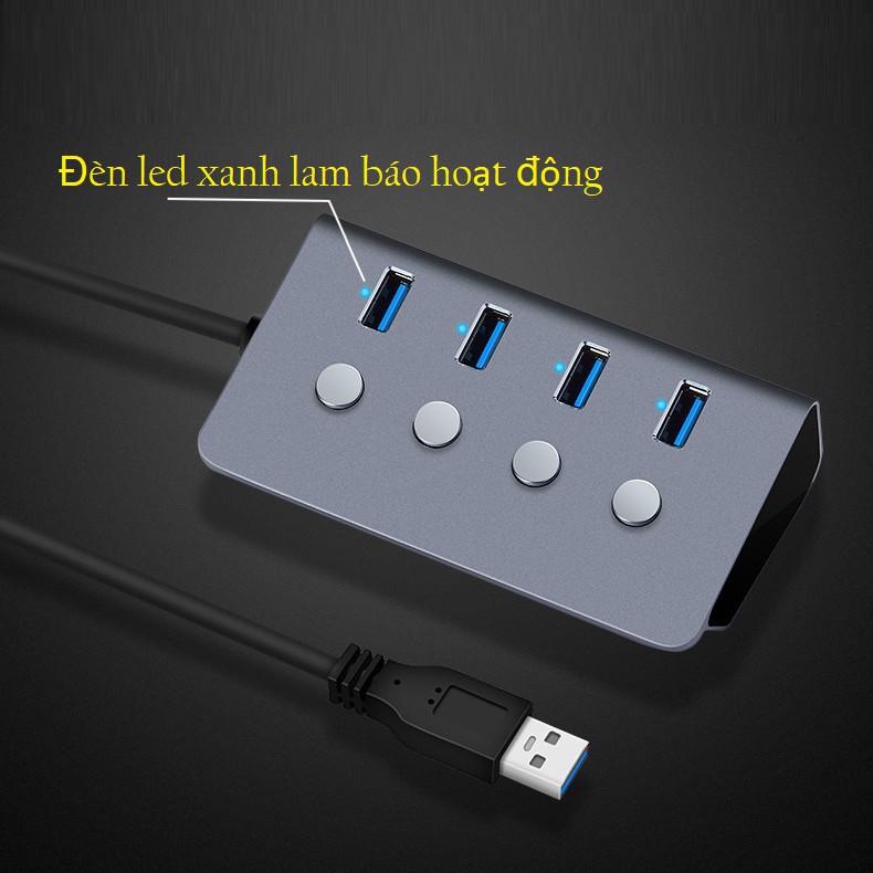 Bộ chia Hub USB ,4 cổng, có đèn led.