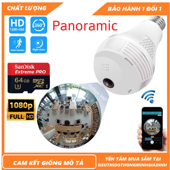 Camera Wifi - Camera Panorama Góc Siêu Rộng , Có Màu Ban Đêm , Đàm Thoại 2 Chiều [1 Đổi 1 Trong 10 Ngày - BH 1 Năm]