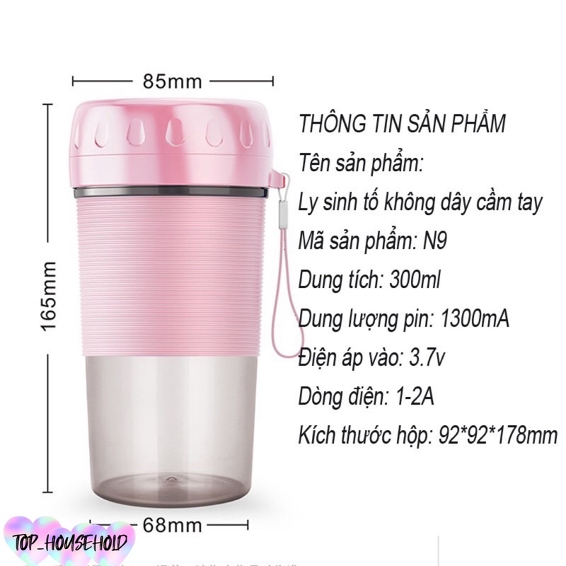 Máy xay sinh tố mini cầm tay đa năng Juice Cup, Fruit Cup 4 lưỡi - Máy Xay Sinh Tố Du Lịch