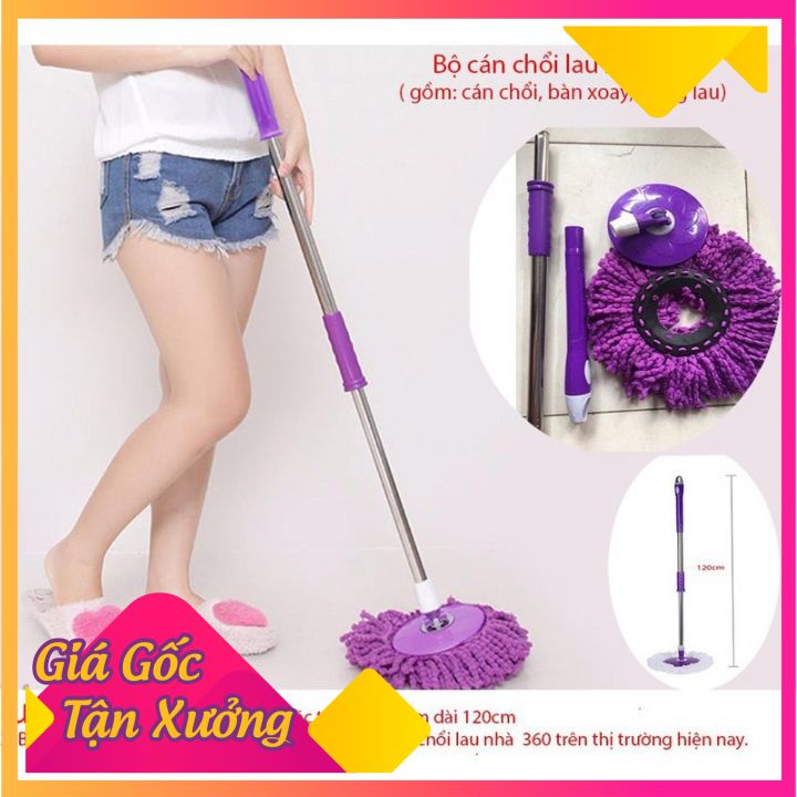 Chổi lau nhà đế nhựa dùng thay thế bộ lau nhà có thùng  cây lau chắc chắn bông thấm nước