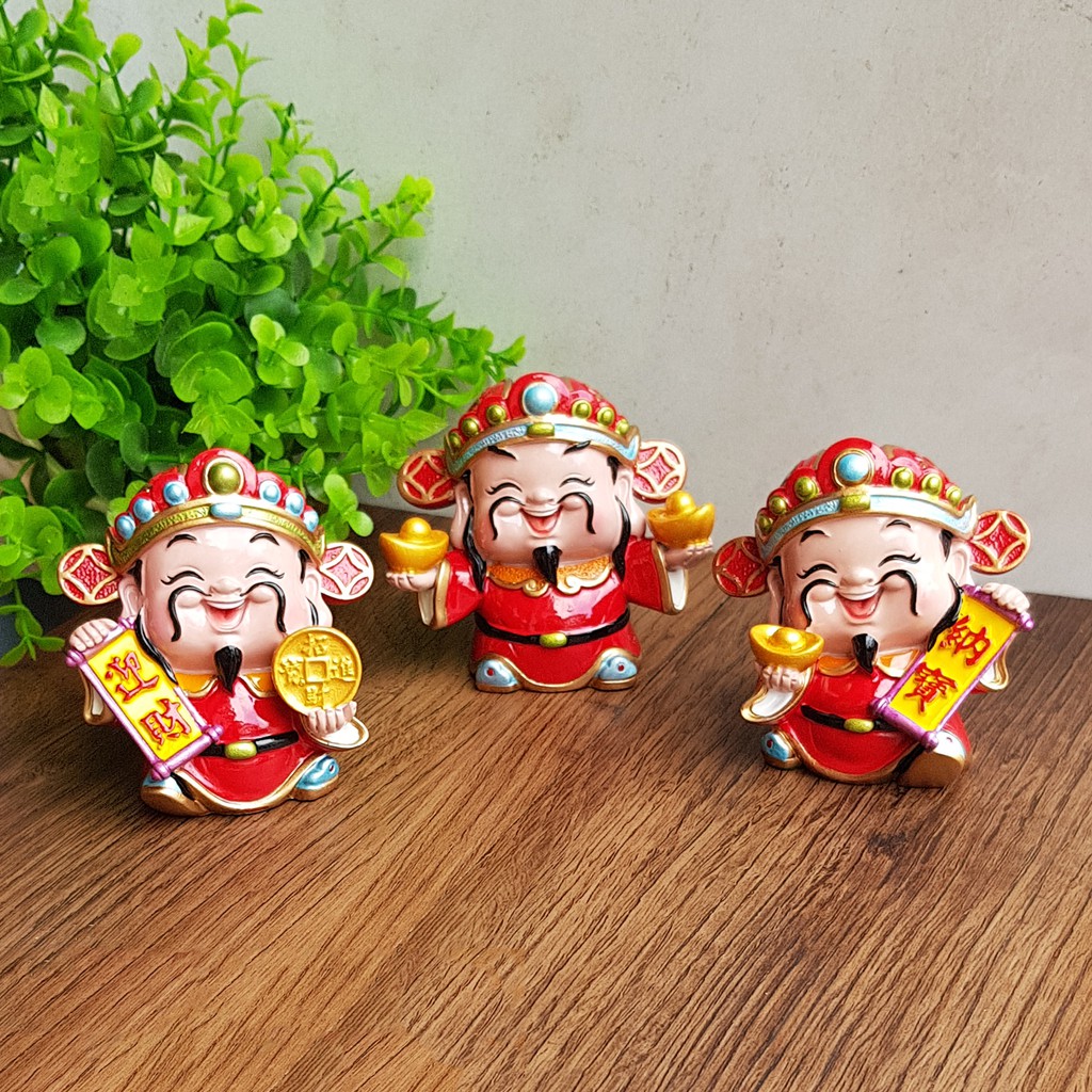 Tượng chibi Thần Tài 7cm - mẫu cầm đồng tiền vàng chiêu tài may mắn