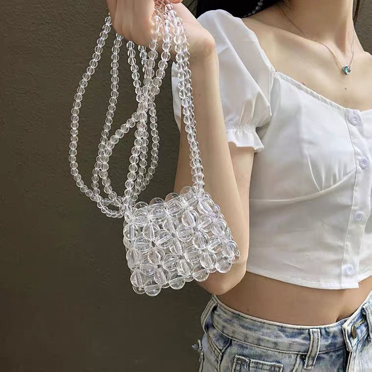 Túi Xách Mini Đính Ngọc Trai Phong Cách Retro Dành Cho Nữ