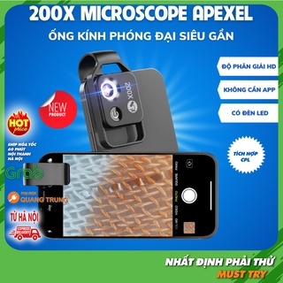Ống kính APEXEL 200X HD Macro, chụp siêu phóng đại, siêu gần dành cho điện thoại