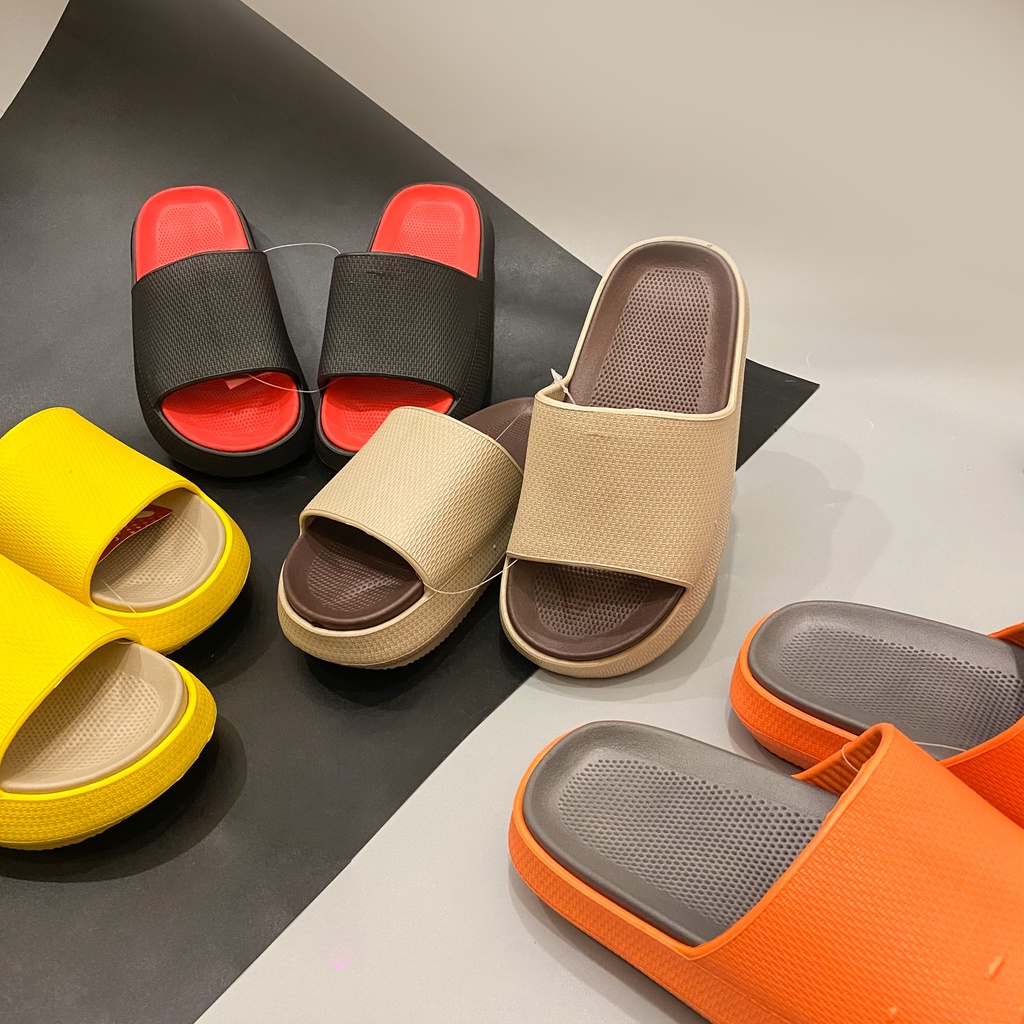 Dép nữ quai ngang đế bánh mì 2 lớp cao 4cm chống nước, chống trơn trượt