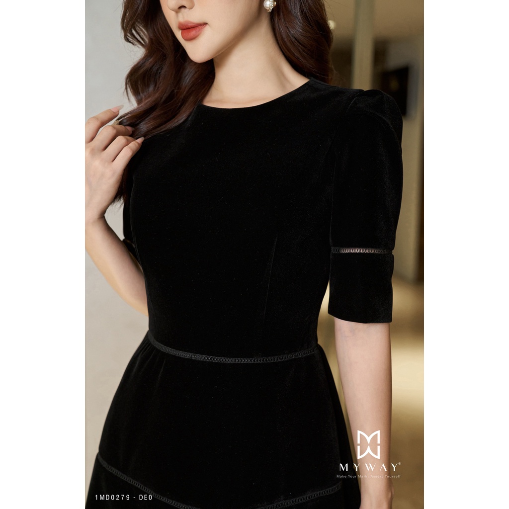 Đầm Nữ Công Sở MY WAY Dáng A Chất Liệu Nhung Cao Cấp Sang Trọng 1MD0279