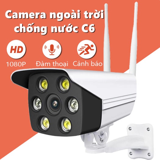 Camera Wifi Ngoài Trời C6 Siêu Chống Nước. Camera Giám Sát Full HD 1080P, Hỗ Trợ Nhìn Ban Đêm, Ghi Âm, Đàm Thoại 2 Chiều
