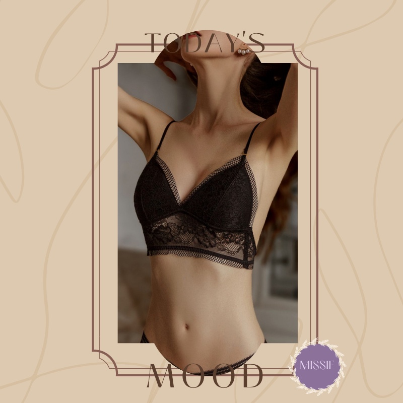 Áo Ngực Ren Hoa Hở Lưng Chuyên Dùng Mặc Váy, Bralette Không Gọng Mút Mỏng Missie Ar03