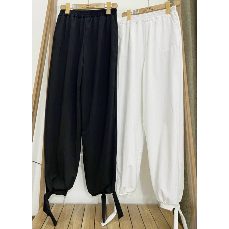 Quần jogger bo chân thắt nơ, kèm ảnh thật treo sào