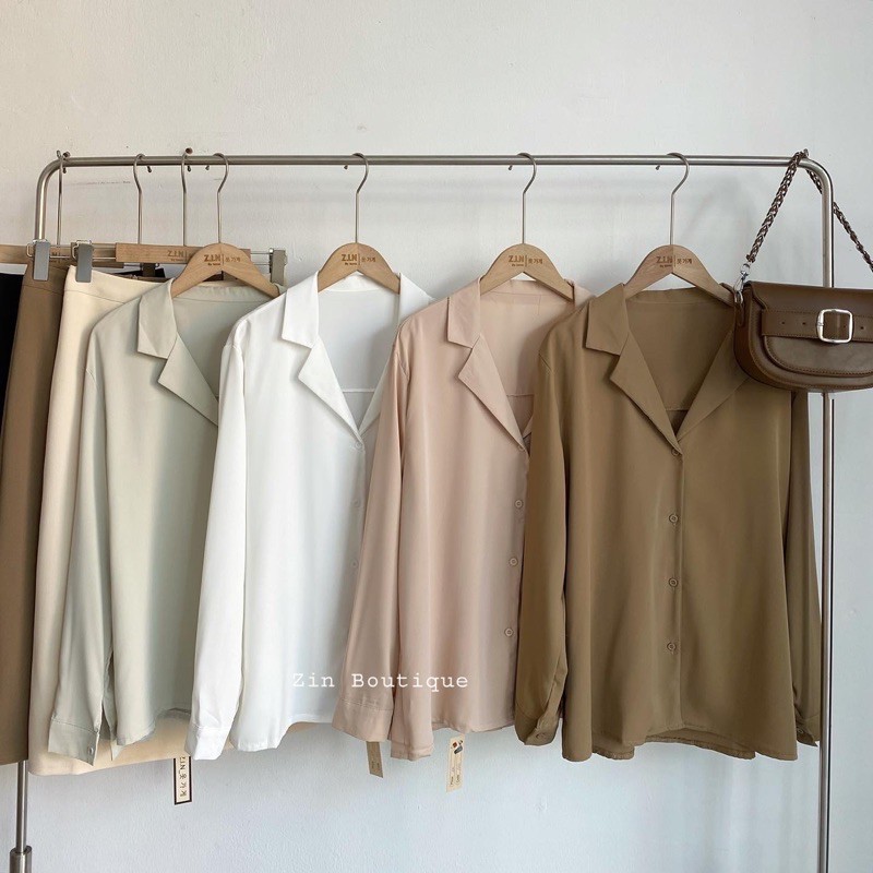 Áo sơ mi nữ tay dài cổ kiểu vest