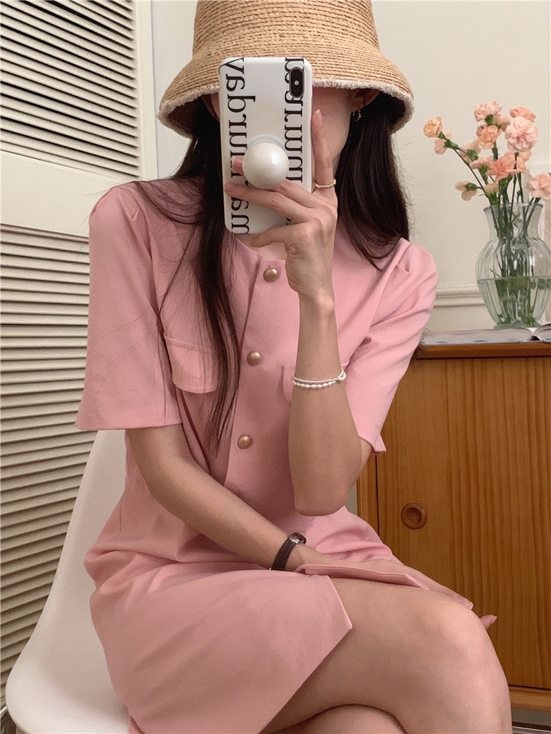 Đầm Ngắn Tay Phong Cách Hàn Quốc Đơn Giản Dễ Phối Đồ 54221