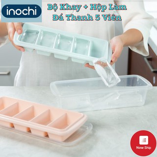 Bộ hộp Khay làm đá 5 viên dạng Thanh dài KARI inochi ,khuôn làm đá và thạch