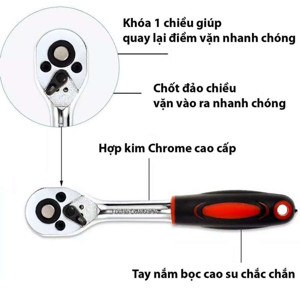 [LOẠI TỐT] Bộ dụng cụ mở bu lông ốc vít, bộ dụng cụ sửa chữa ô tô xe máy, bộ dụng cụ đa năng 46 chi tiết - 46 món