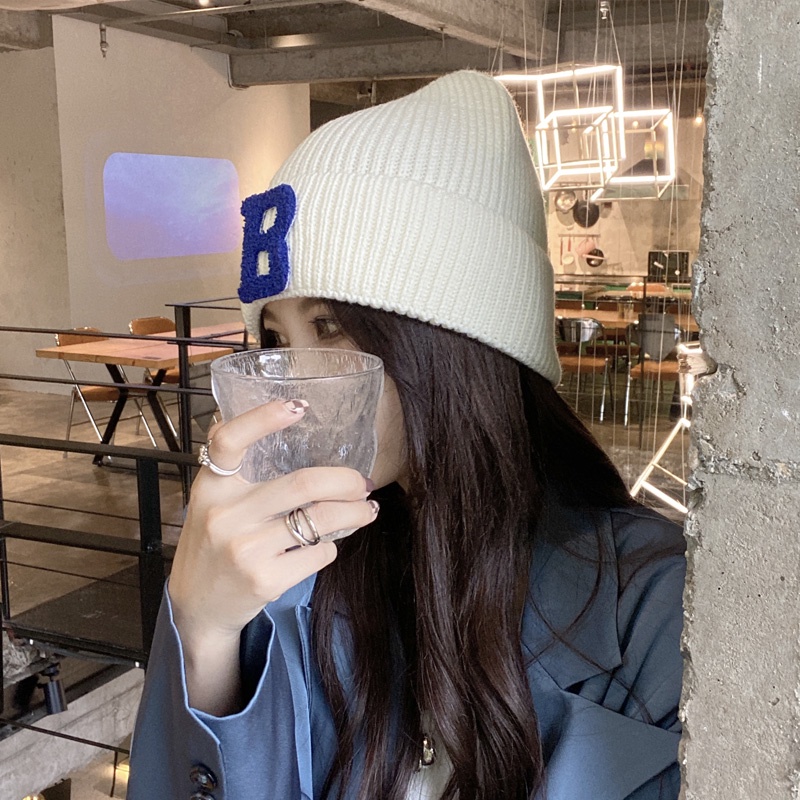 Mũ beanie Thêu Chữ B Phong Cách Hàn Quốc Xinh Xắn Cho Nữ