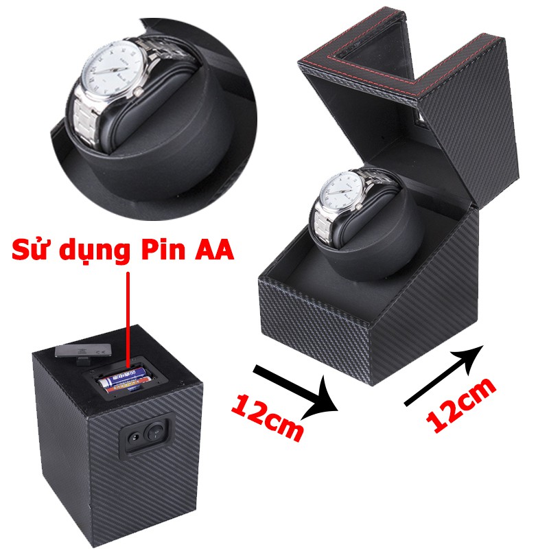 Hộp Đựng Đồng Hồ Cơ xoay tự động Tbox - Hộp 1 Xoay Bằng Da Hộp lắc đồng hồ cơ