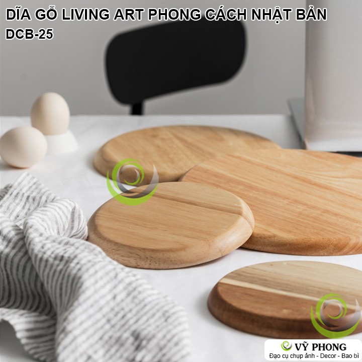 DĨA GỖ TRÒN PHONG CÁCH NHẬT BẢN LIVING ART VINTAGE TRANG TRÍ BẾP ĐẠO CỤ CHỤP ẢNH SẢN PHẨM INS DCB-25