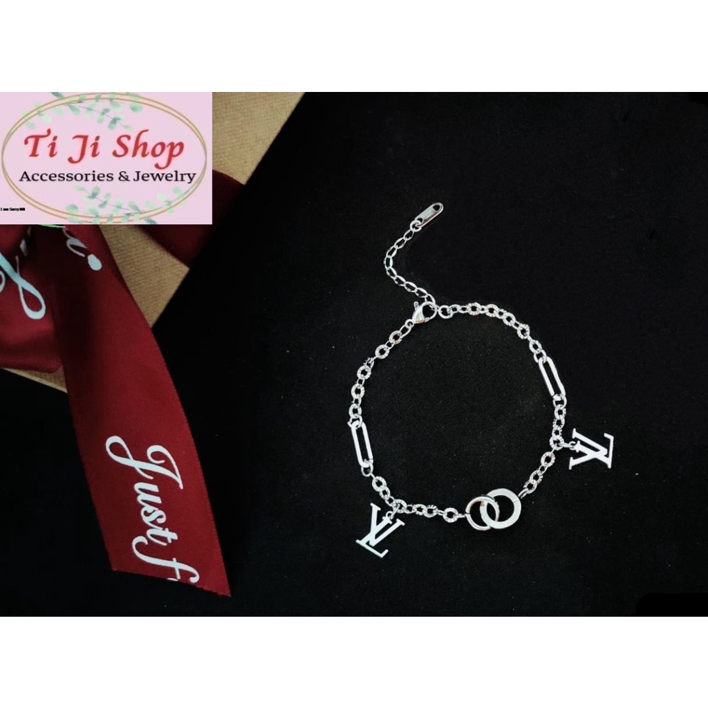 Lắc tay nữ inox dây chạm chiếu cực đẹp sang trọng