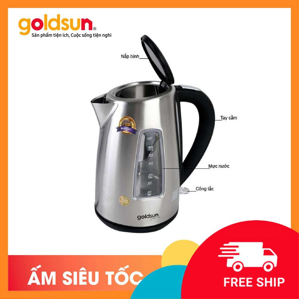 [GOLDSUN VIỆT NAM] Ấm Siêu Tốc Inox GOLDSUN 1.7L- Tiêu Chuẩn Châu Âu Cao Cấp- Thiết Kế Sang Trọng, Đẳng Cấp- GPK617SS