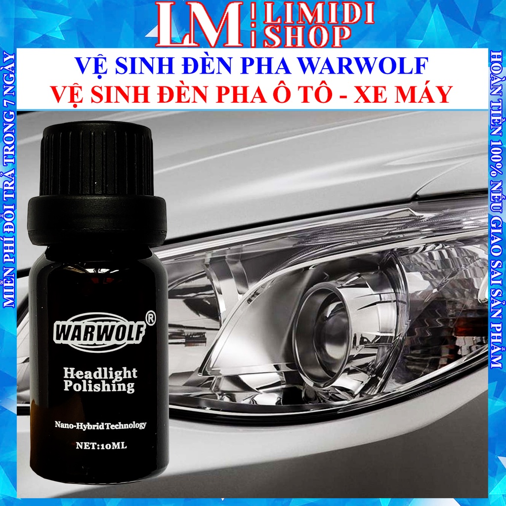 [LIMIDI] Rửa Đèn Pha Ô tô, Xe Máy - Vệ Sinh Đánh Bóng Đèn Pha Xe Hơi, Sạch Ố Vàng, Chống Nứt, An Toàn, Tăng Độ Sáng